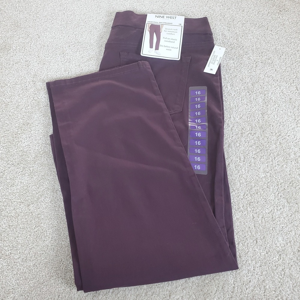 Nine West Heidi Pull On Women's Pants Size 16 Wine NWTGS